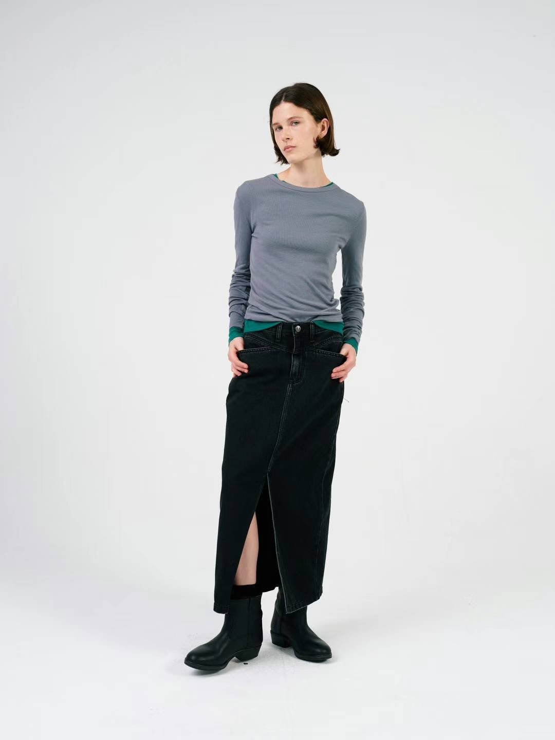 FW24 BLACK DENIM SKIRT