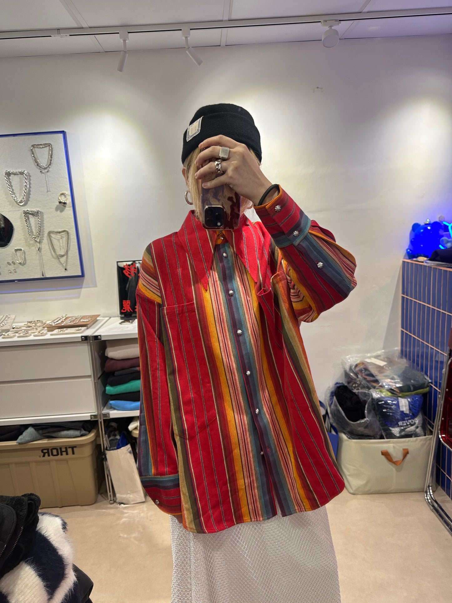 • FUSSY MADE • TRIBAL PATTERNED SHIRT( SMALL SIZE)