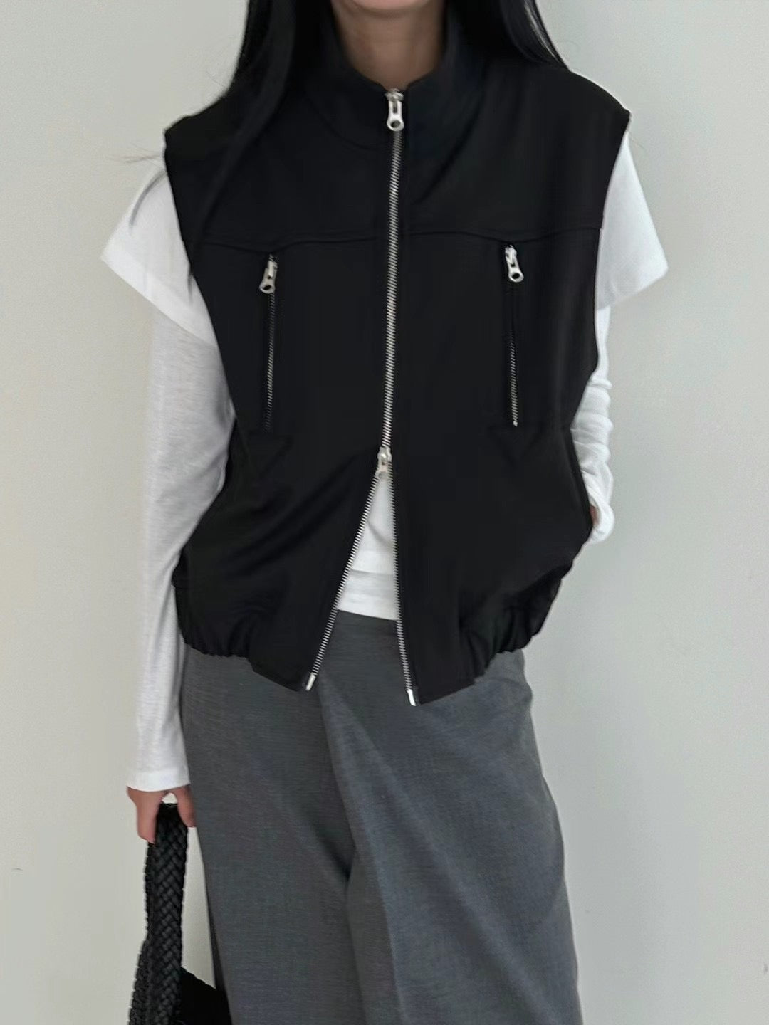 DOUBLE ZIP UP VEST JACKET