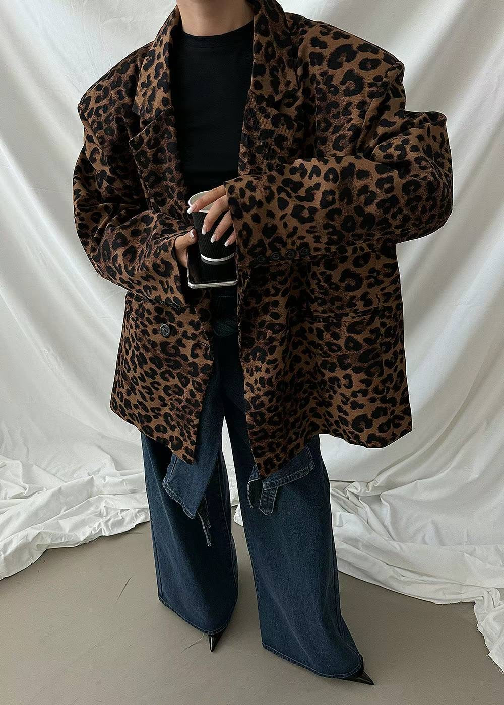 TRENDY LEOPARD PRINTED BLAZER