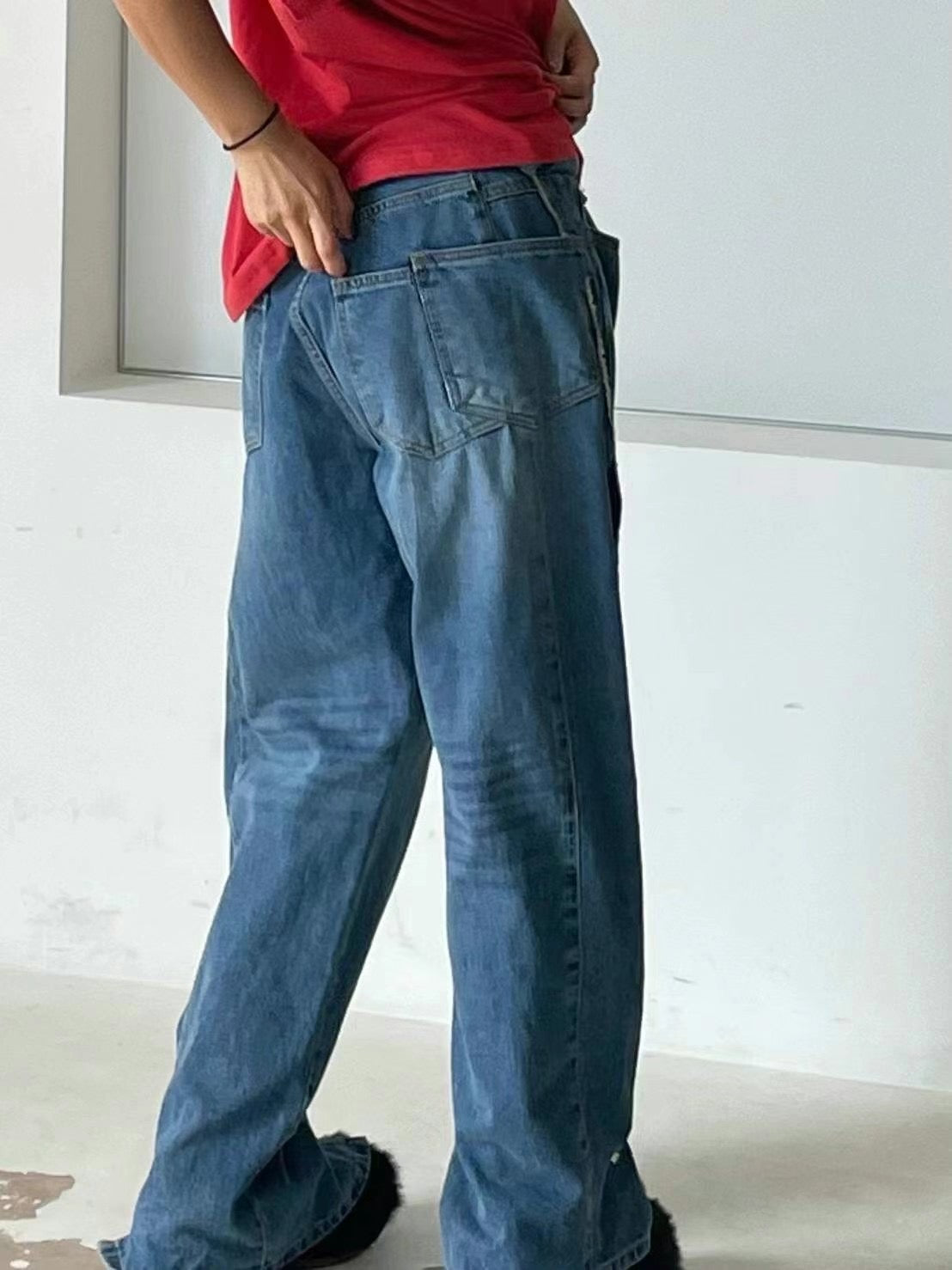SIDE ZIPPED DENIM JEANS