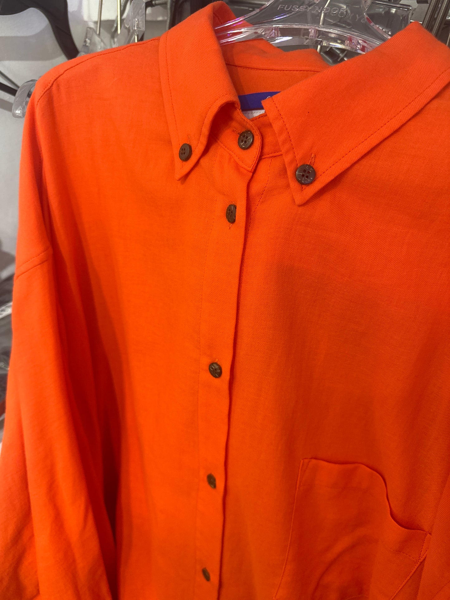 • FUSSY MADE • PUMPKIN LINEN SHIRT ( SHORT SLEEVES )