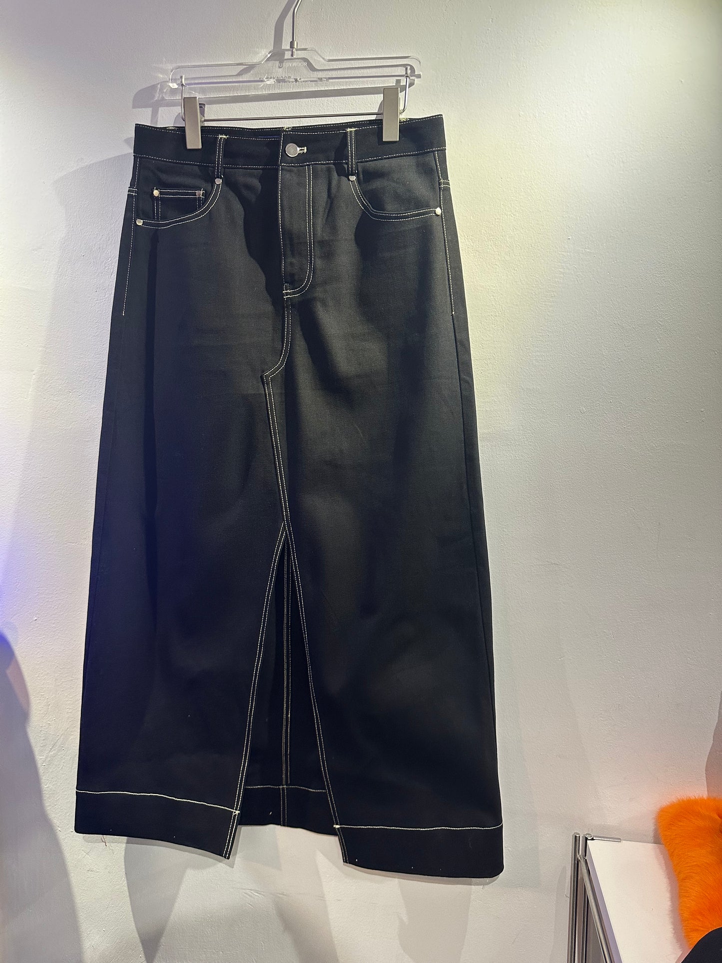 • FUSSY MADE • TEXTURED DENIM SKIRT ( Japan Fabric )