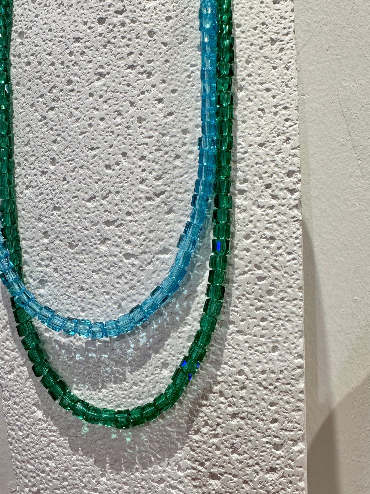 JAPAN CUBIC GLAZE TRANSPARENT BEADS NECKLACE