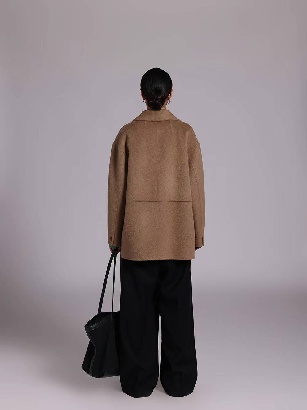 DOUBLE BREASTED WOOL BLENDED COAT