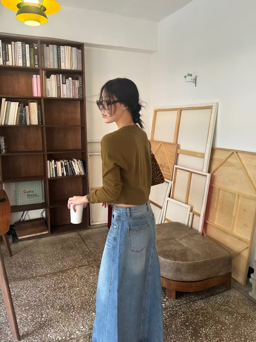 DENIM A CUTTING SKIRT