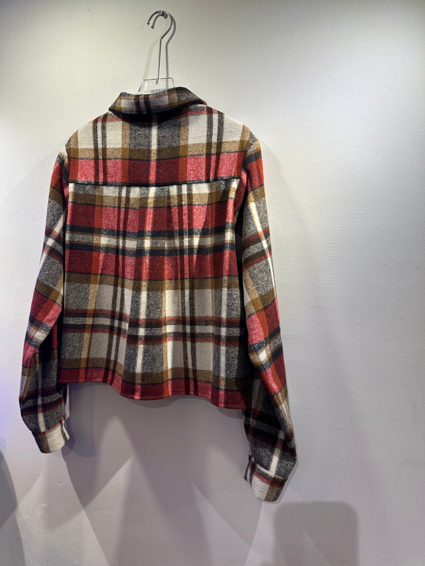 • FUSSY MADE • PLUSH RED CHECKED CROP SHIRT