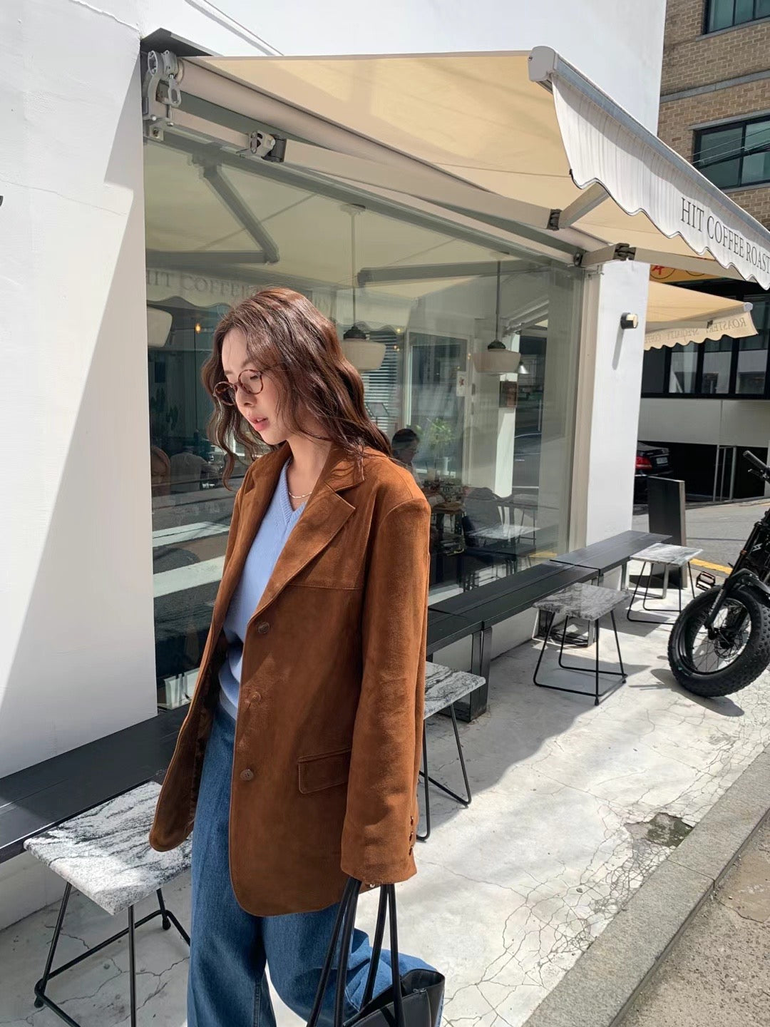 TOBACCO SUEDE JACKET - ITALIAN GOAT LEATHER