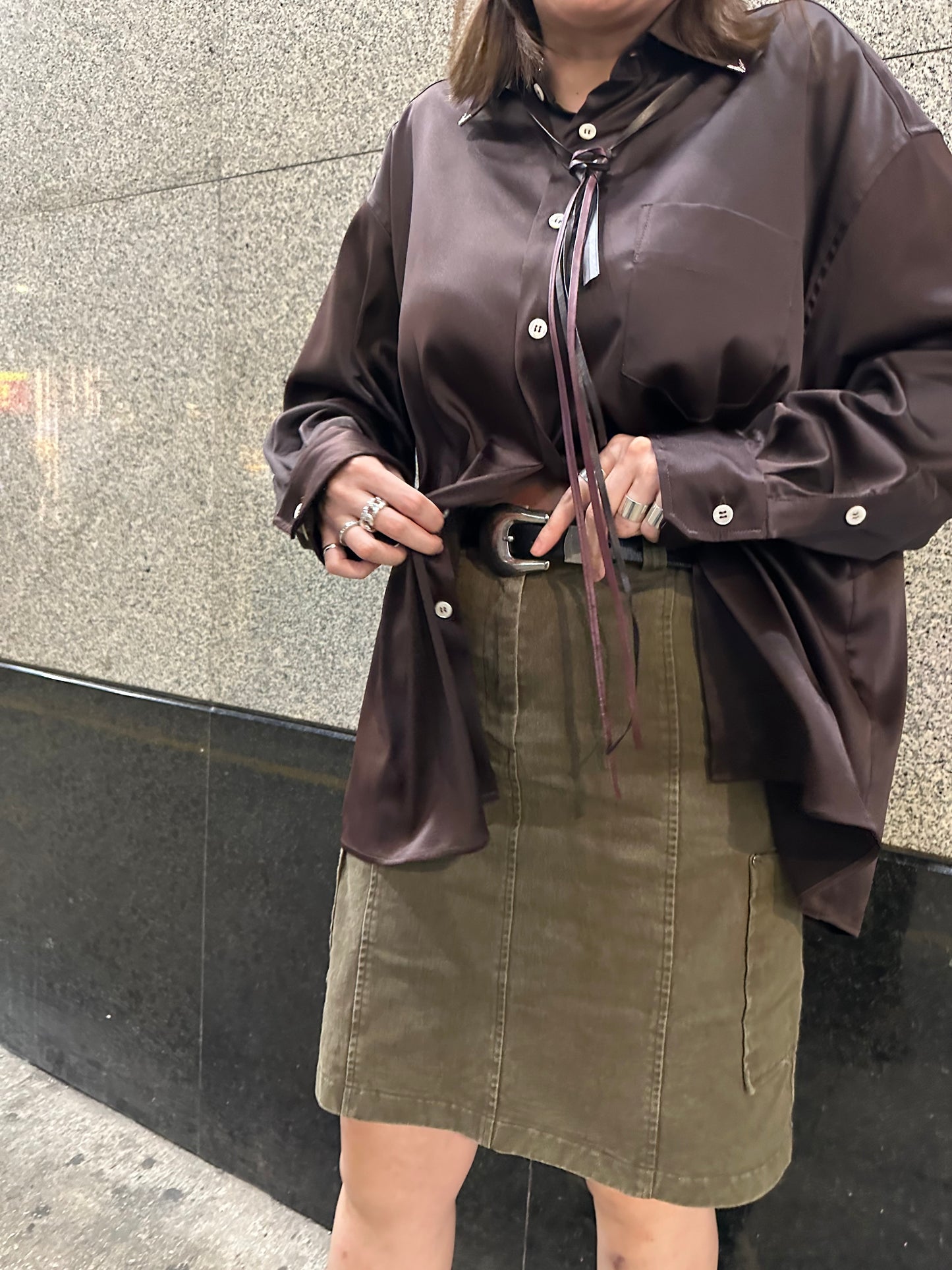 AUTUMN WASHED DENIM WORKER SKIRT