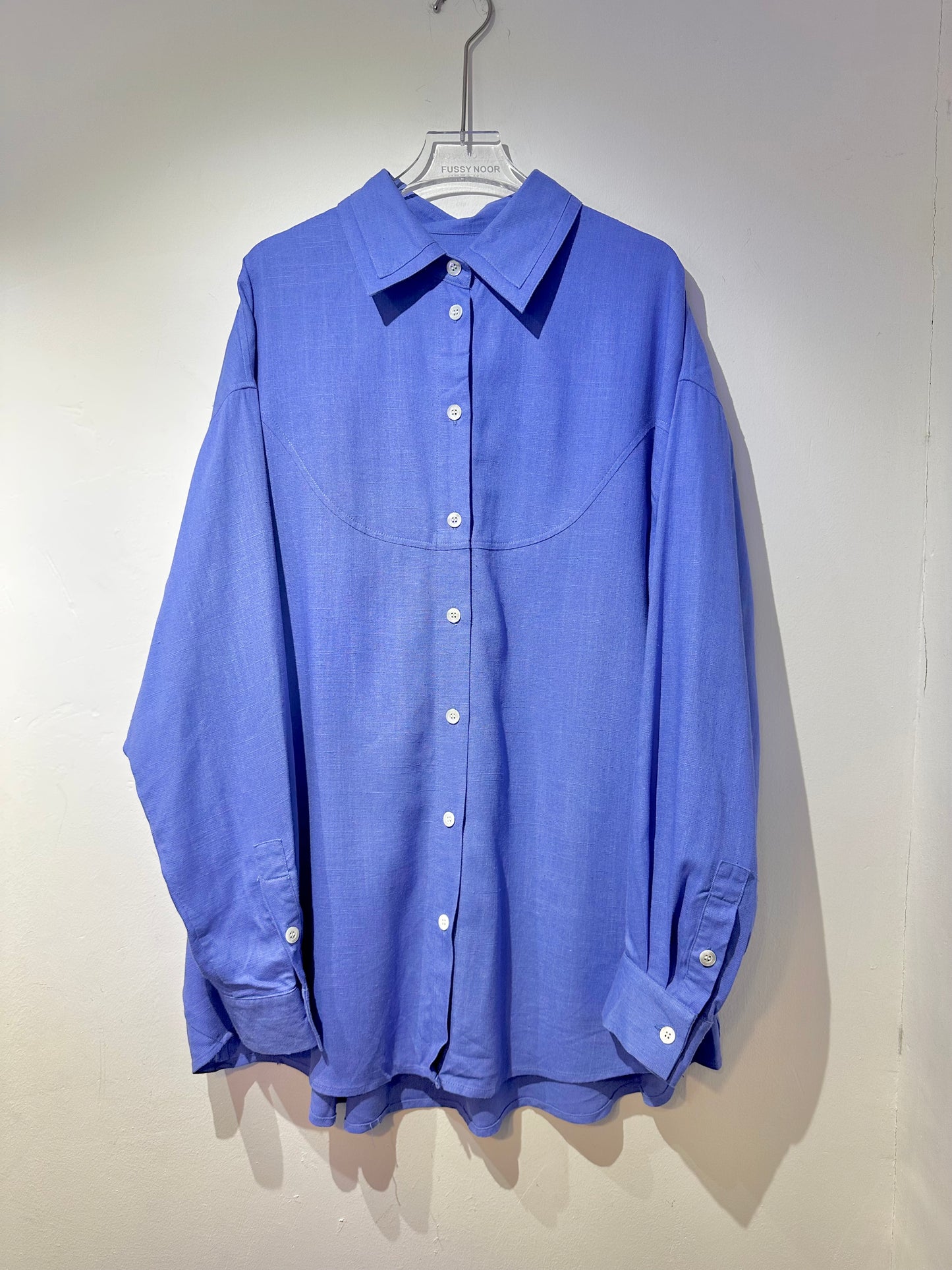 • FUSSY MADE • PURPLISH BLUE LINEN SHIRT
