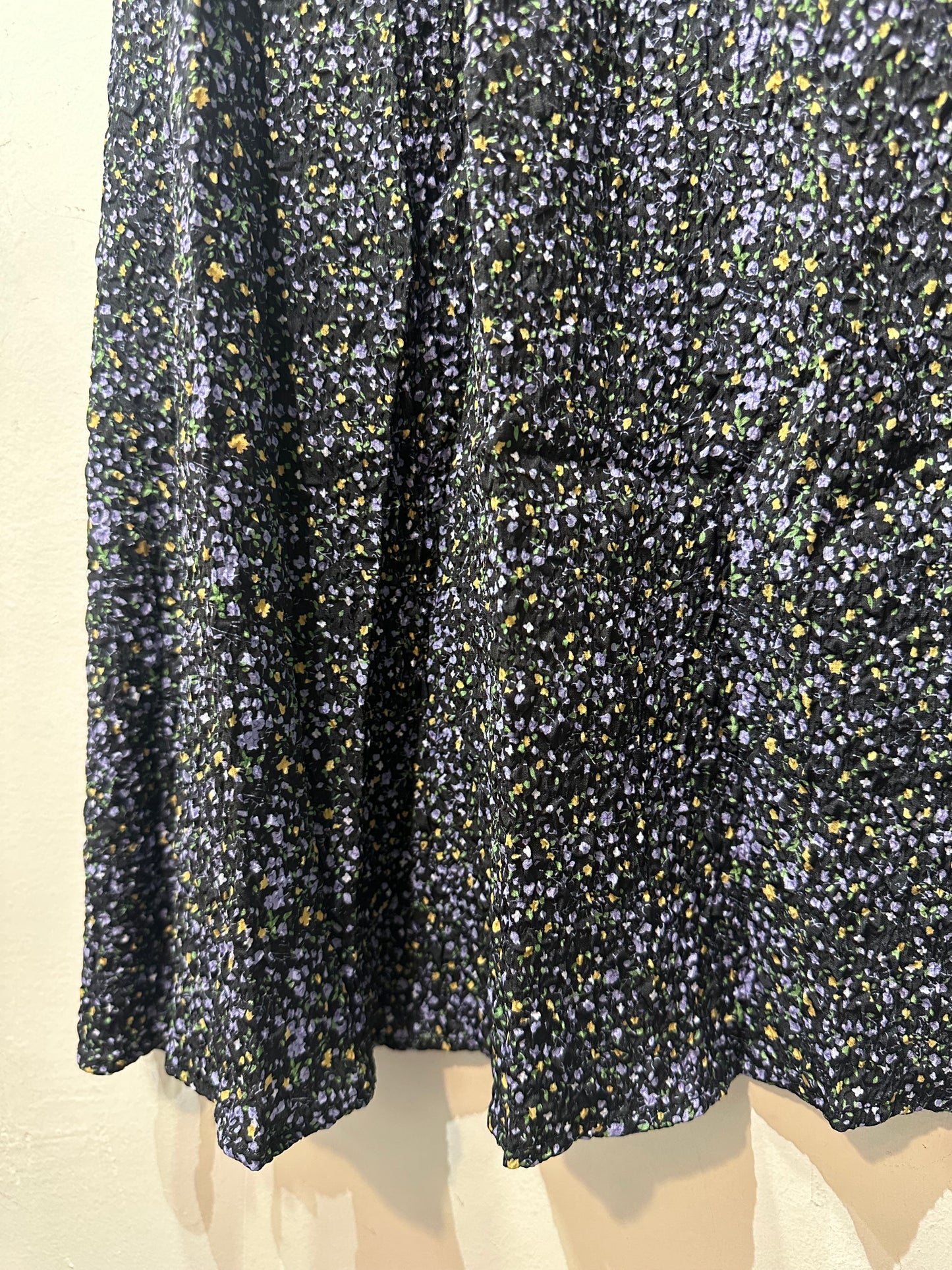 CRINKLED FLORAL FLARE SKIRT
