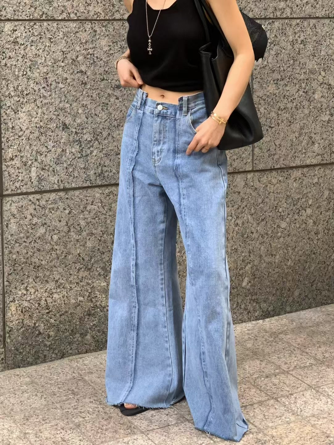 PATCHED FLARE JEANS - 2 COLOURS