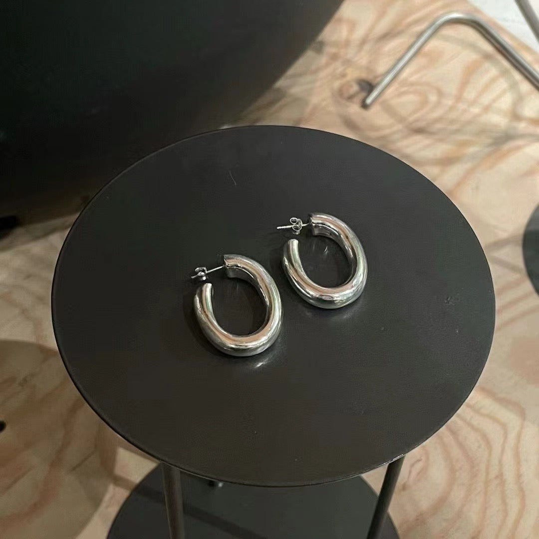925 C FLAT LOOP EARRINGS
