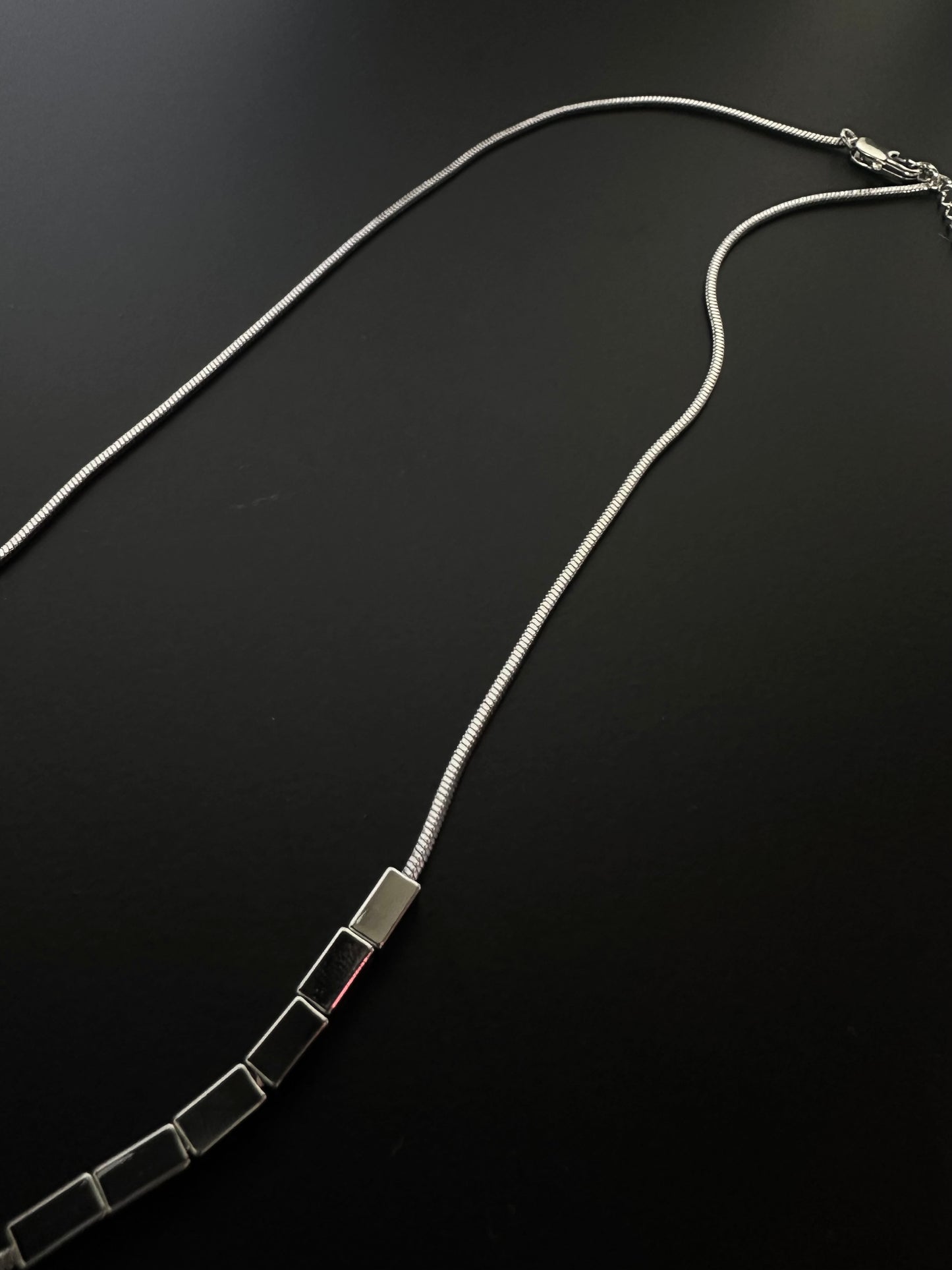 925 3D RECTANGULAR BLOCKS NECKLACE