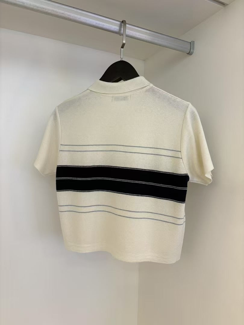 CROP KNIT POLO -5 COLOURS