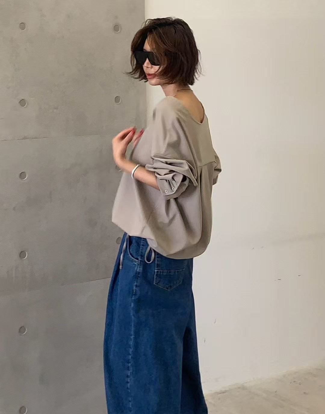 V NECK CHIFFON TOP