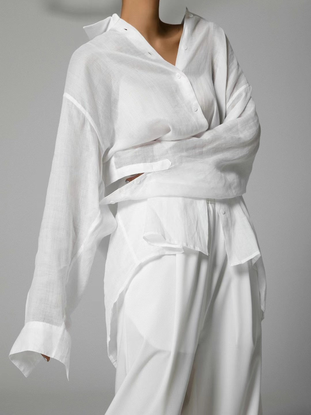 DRAPED LINEN SHIRT
