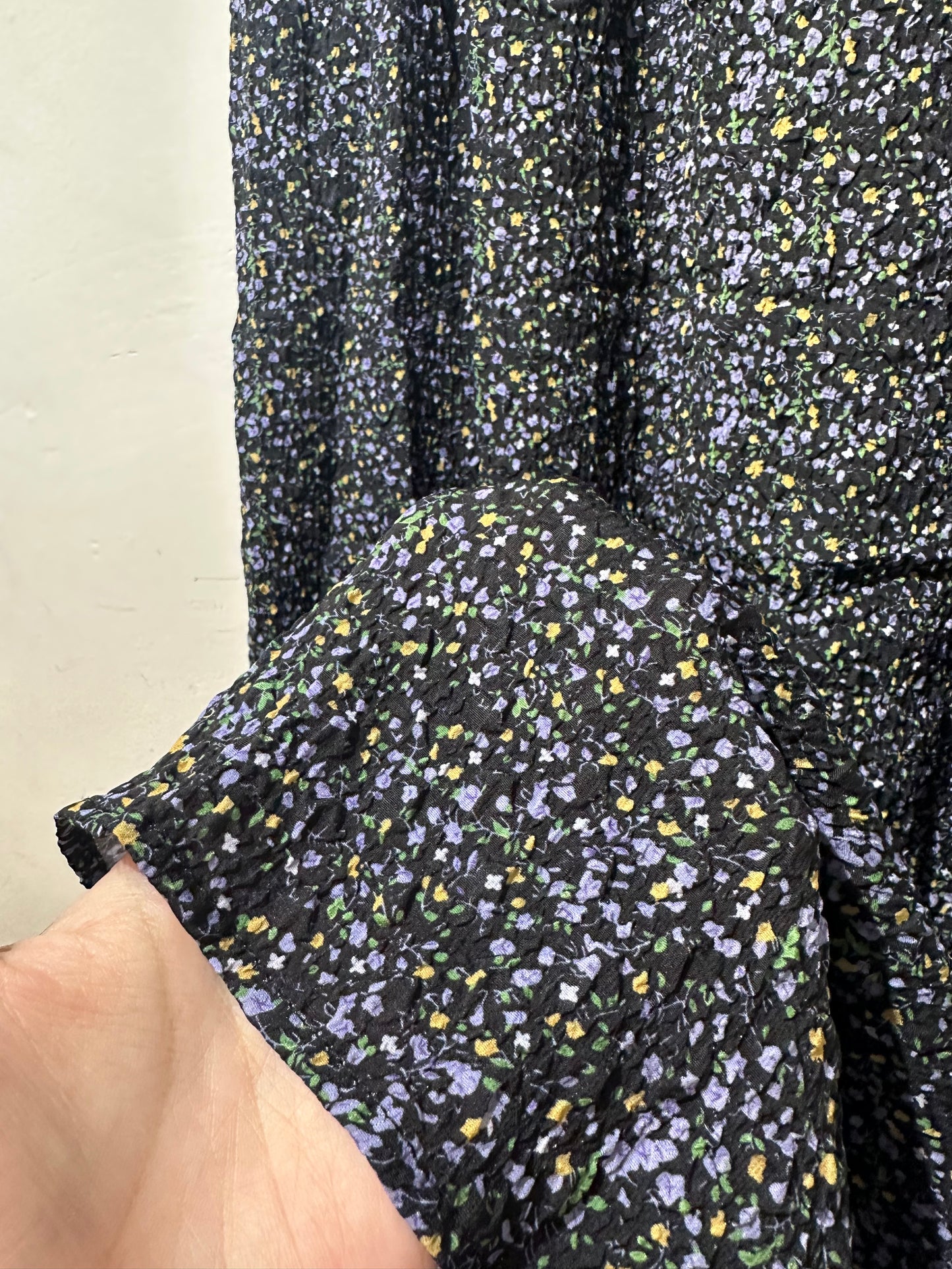 CRINKLED FLORAL FLARE SKIRT