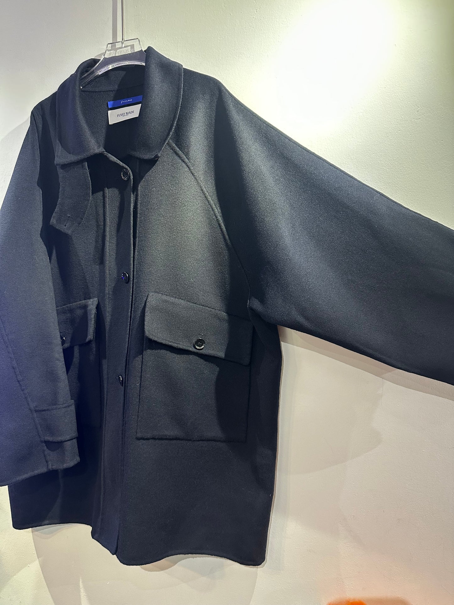 • FUSSY MADE • FLAP POCKETS HANDMADE WOOL COAT ( ITALIAN WOOL )