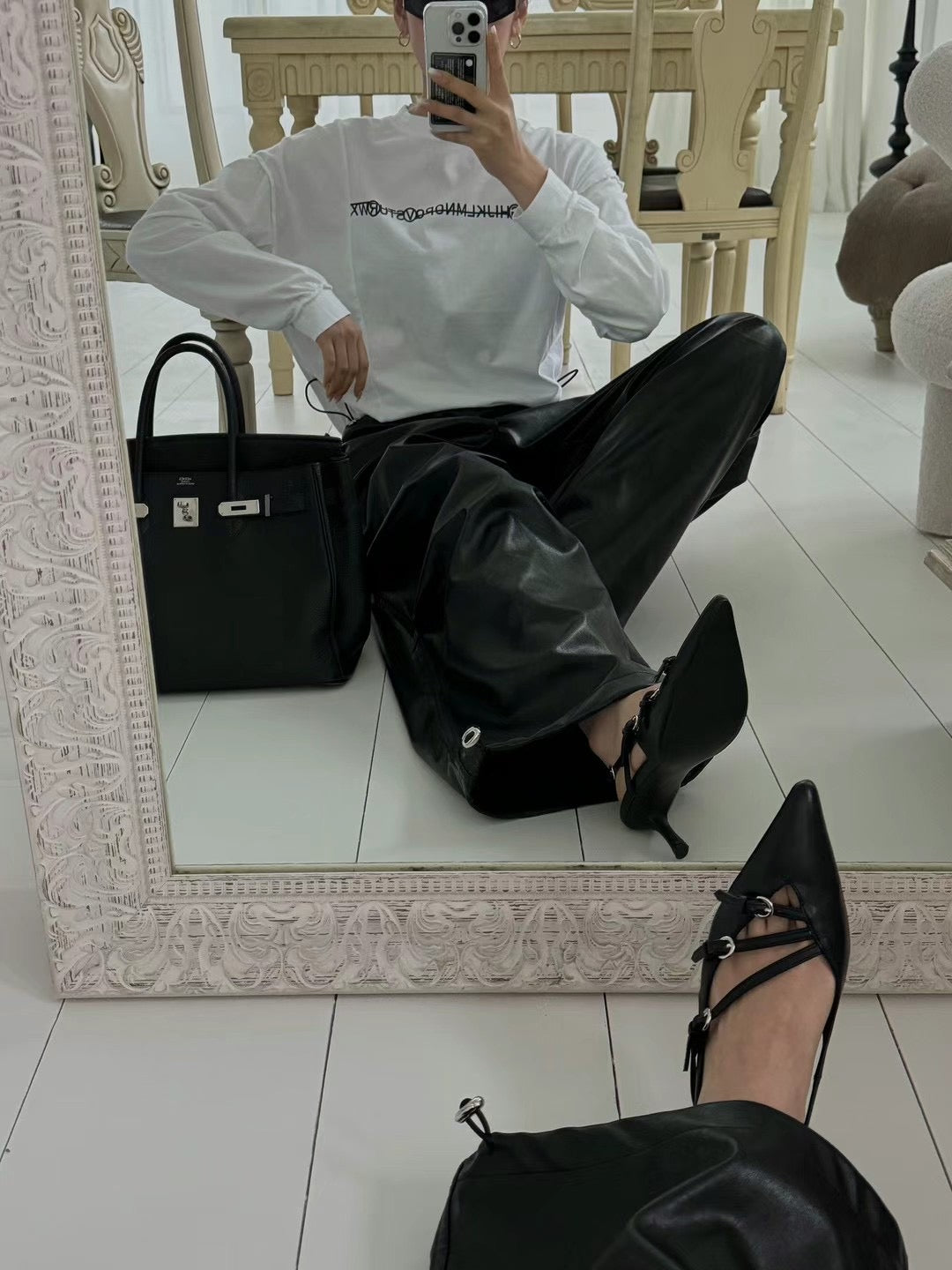 MARON LEATHER STRING PANTS