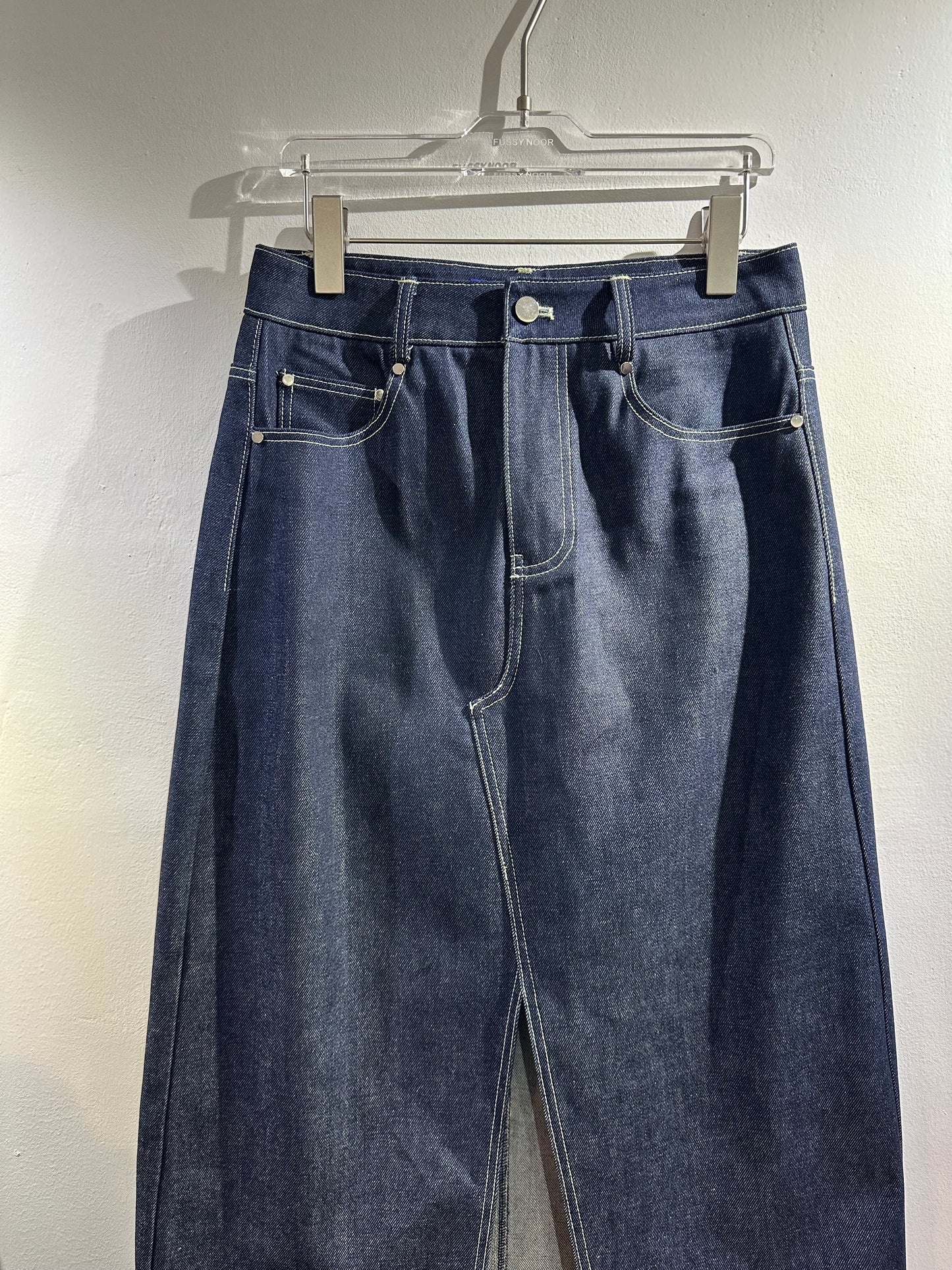 • FUSSY MADE • TEXTURED DENIM SKIRT ( Japan Fabric )