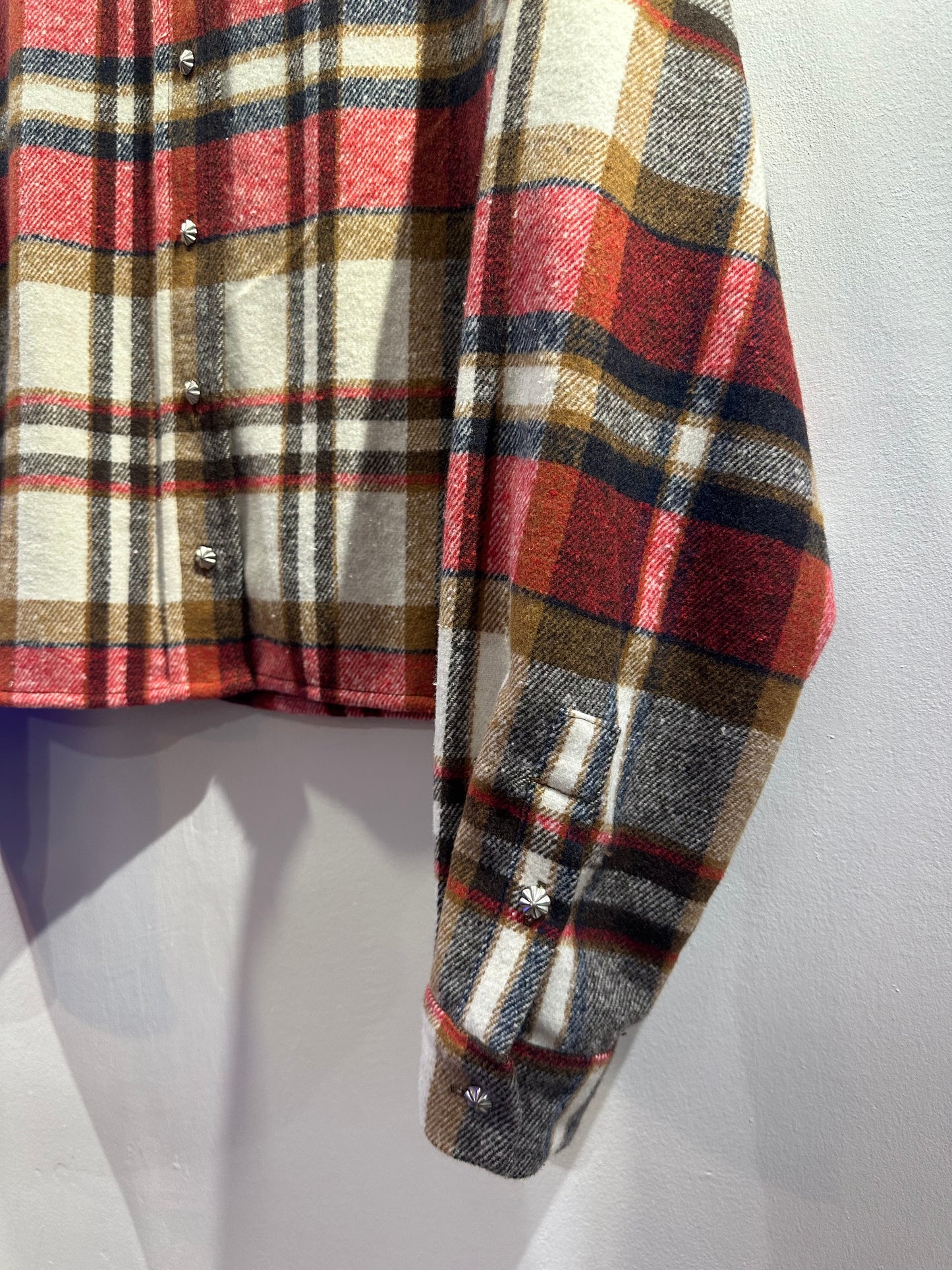 • FUSSY MADE • PLUSH RED CHECKED CROP SHIRT