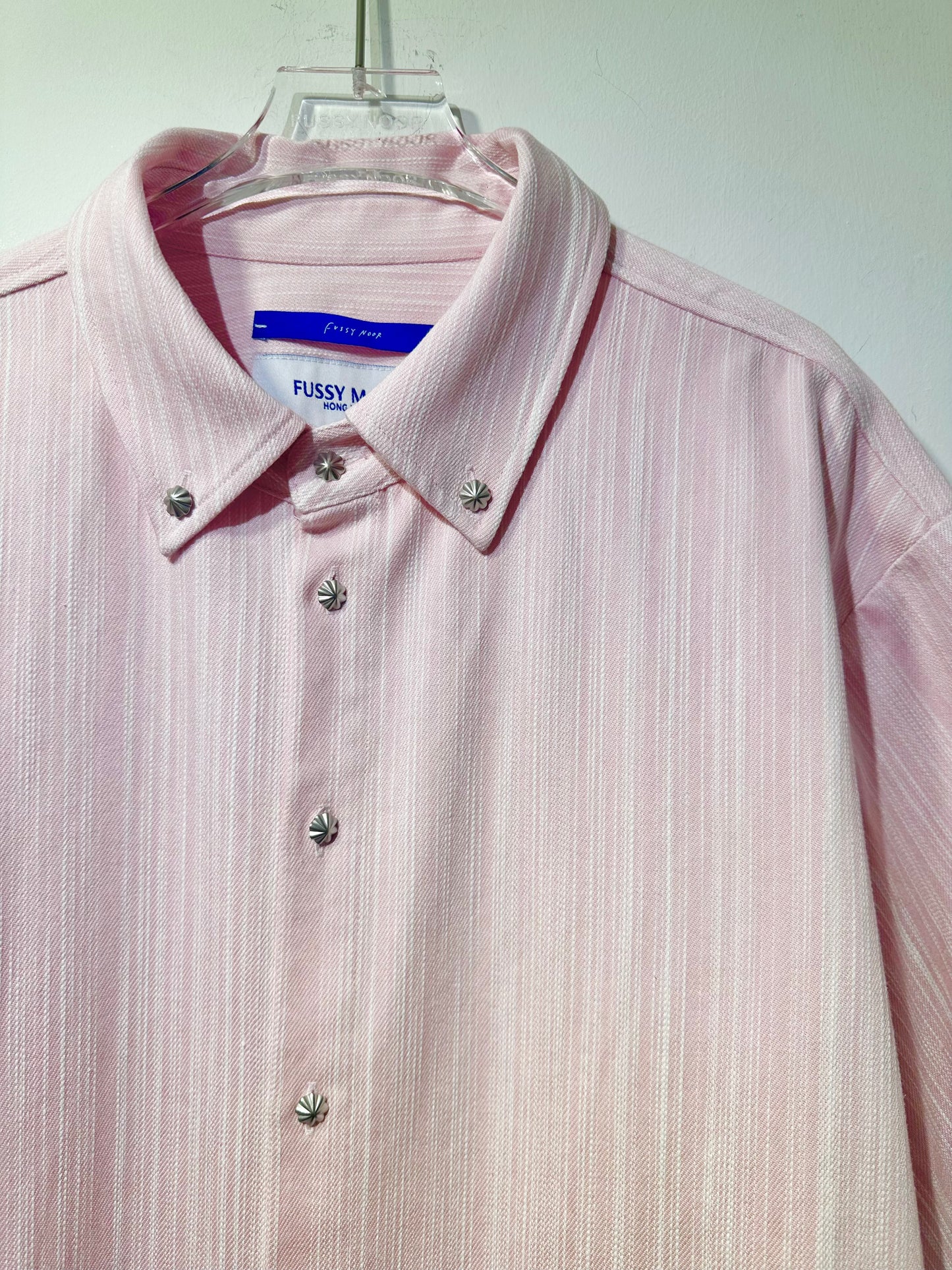 • FUSSY MADE •SWEET PINK VERTICAL STRIPE DENIM SHIRT