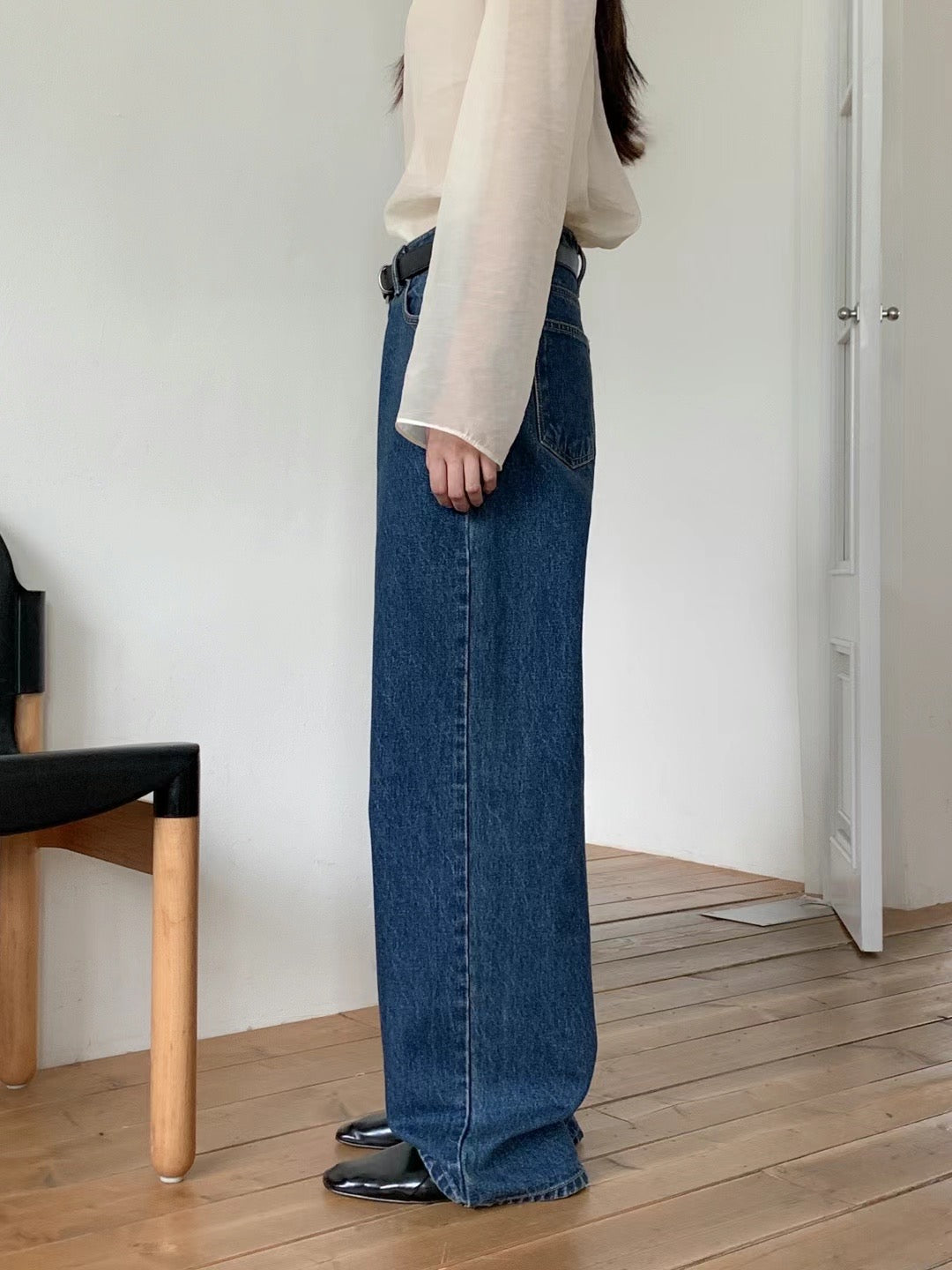 STRAIGHT WIDE DENIM PANTS