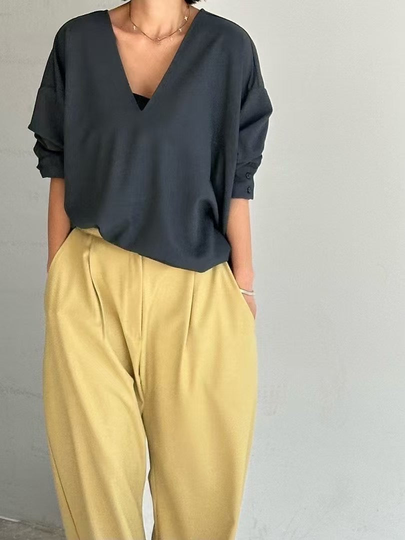 V NECK CHIFFON TOP