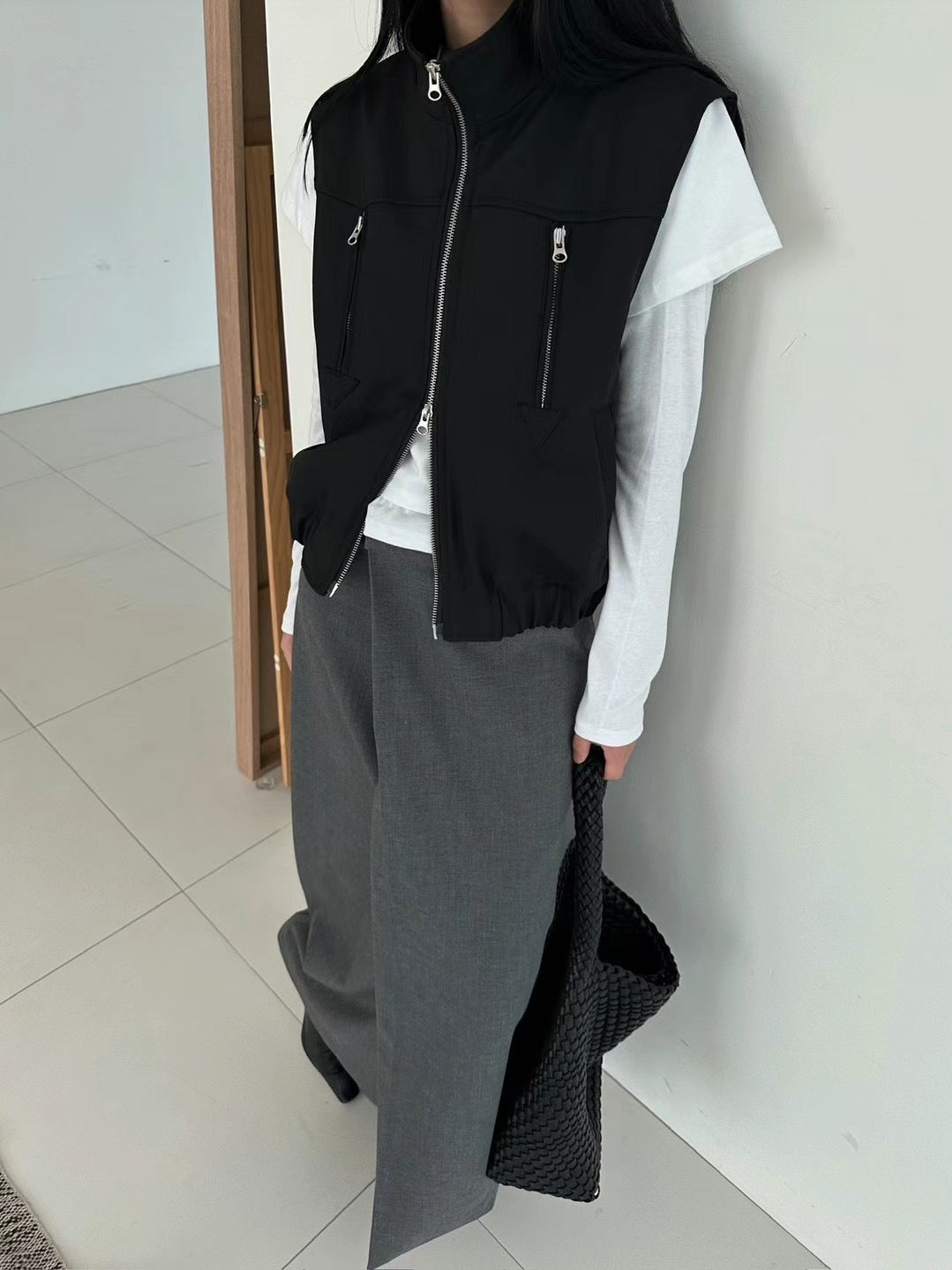 DOUBLE ZIP UP VEST JACKET