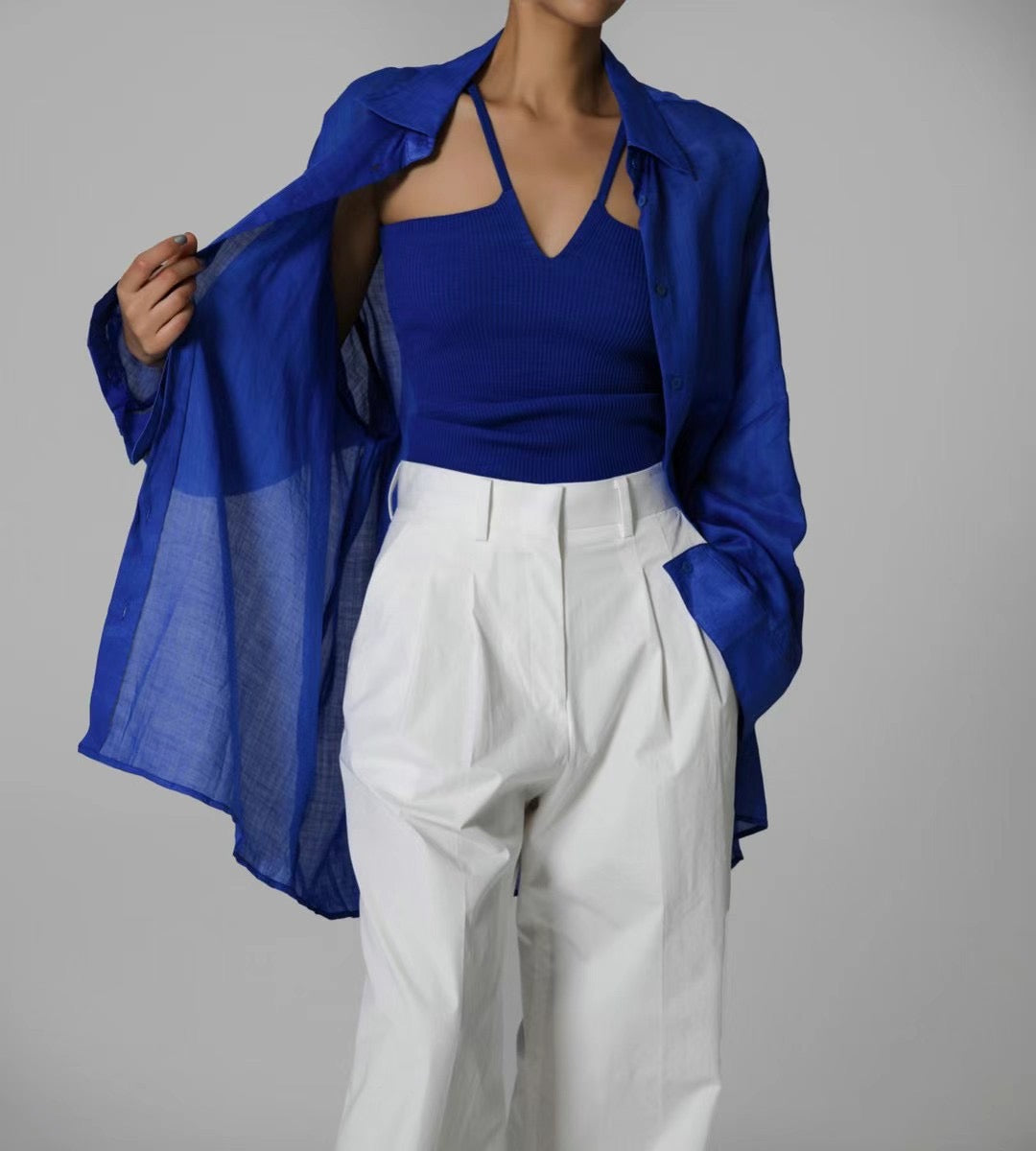 DRAPED LINEN SHIRT