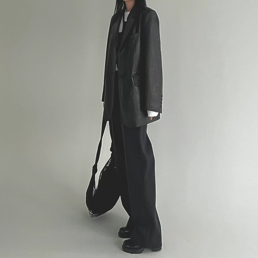LAMBSKIN MID-LENGTH LEATHER BLAZER