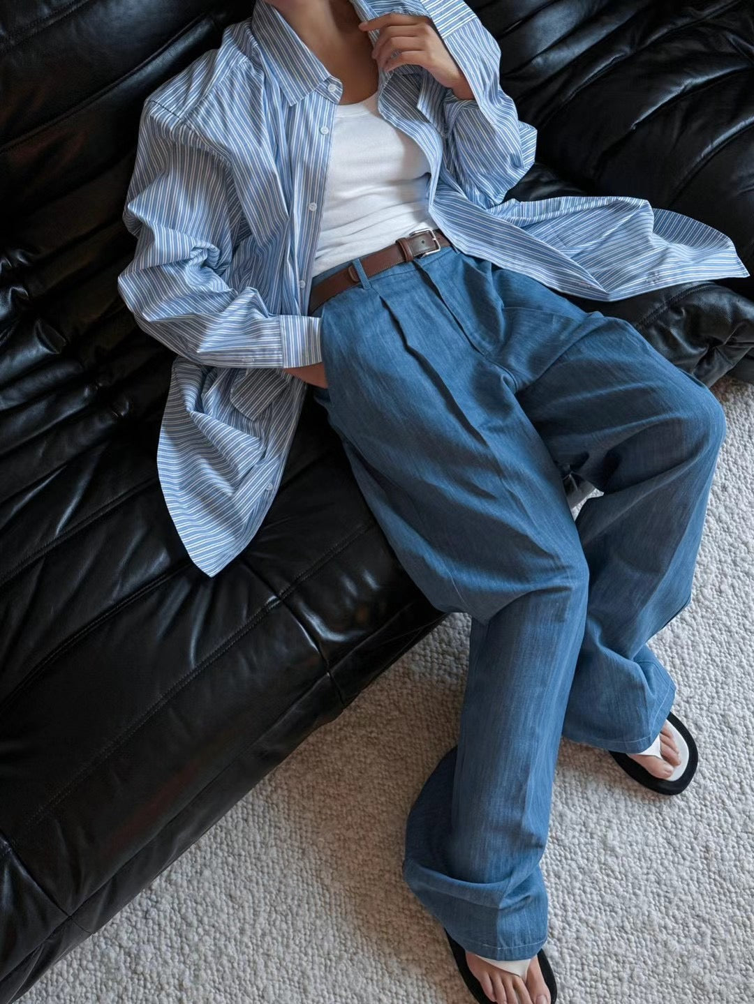 OVERSIZE STRIPE SHIRT WHIT PAD