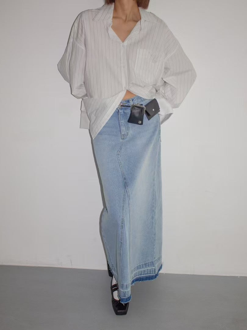 LONG DENIM SKIRT - 2 COLOURS