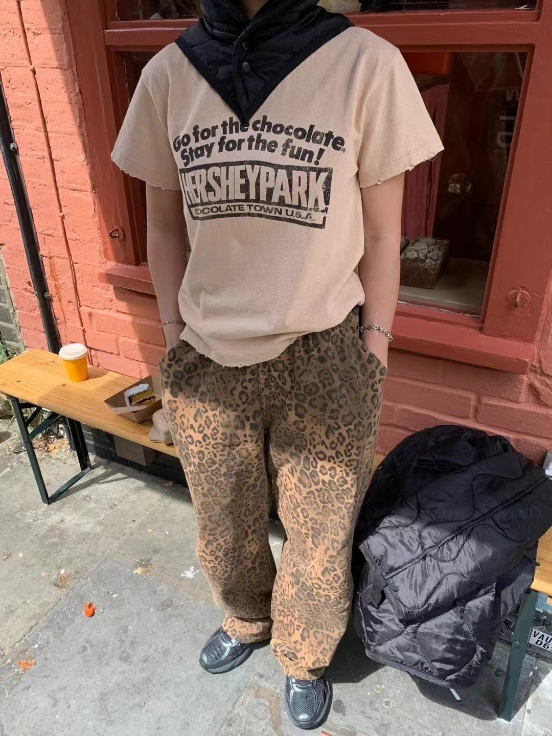PALE PRINTED LEOPARD PANTS