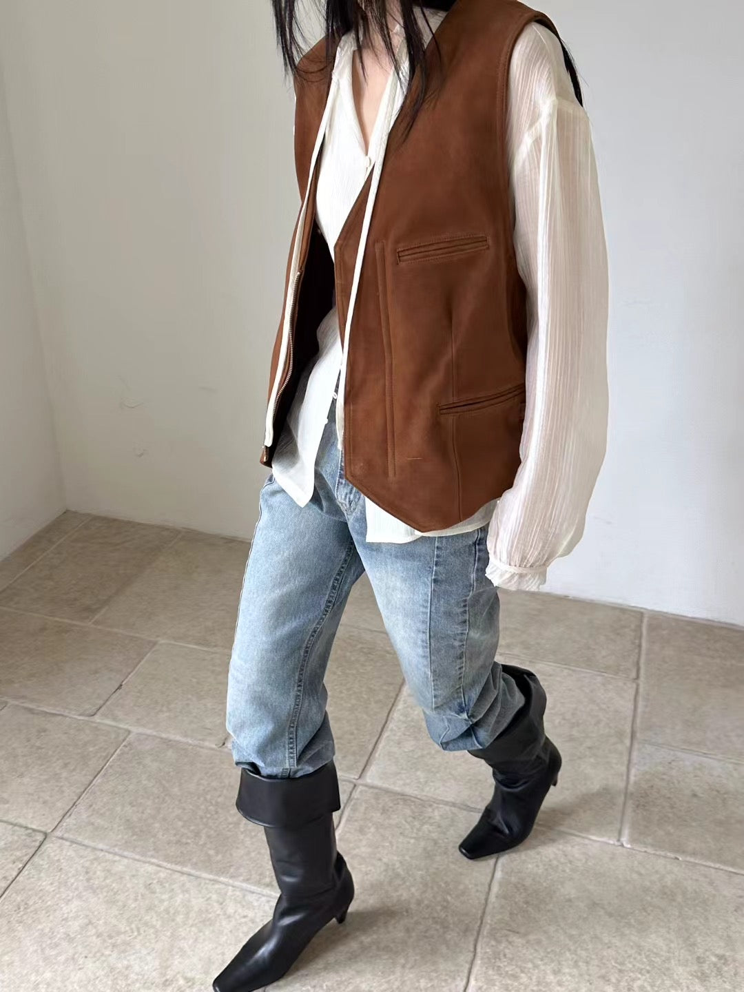 LAMBSKIN VEST JACKET