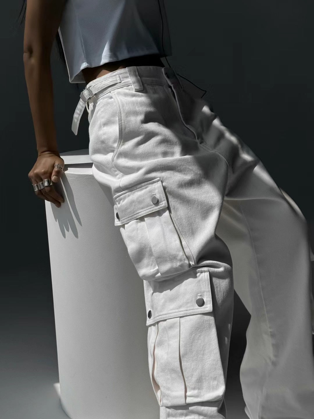 BUCKLE WAISTED CARPENTER PANTS