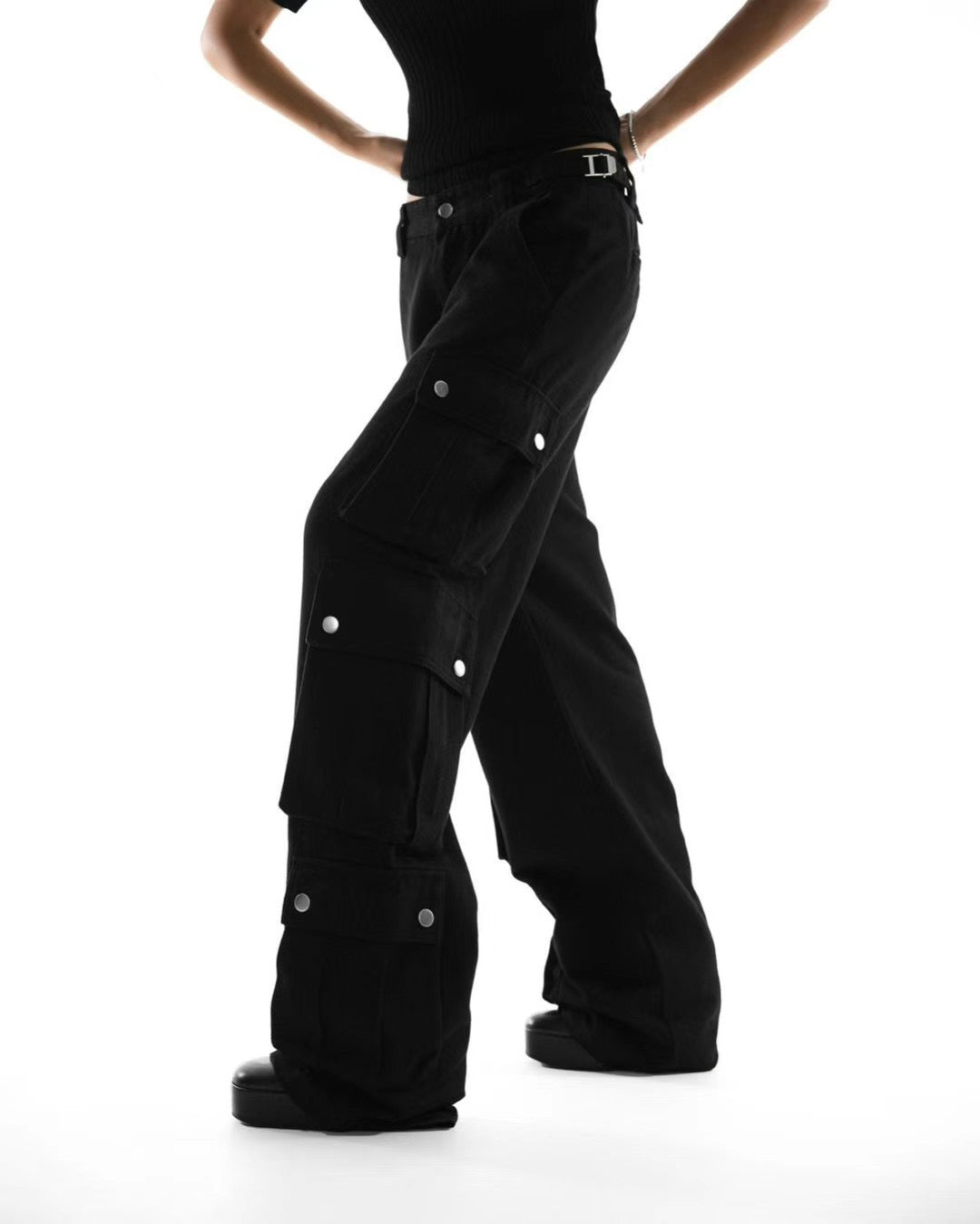 BUCKLE WAISTED CARPENTER PANTS