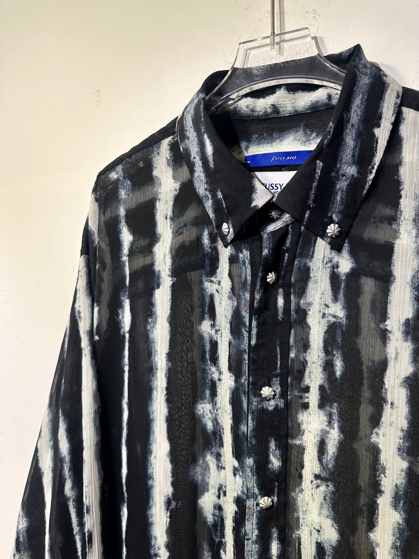 • FUSSY MADE • INK DYE PRINTED SHEER SHIRT ( LONG SLEEVES )