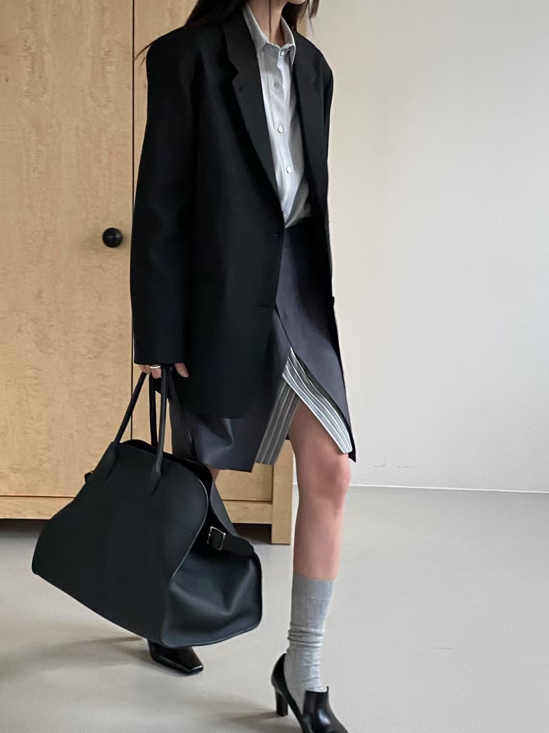 A LINE STRIPE LAYER SKIRT