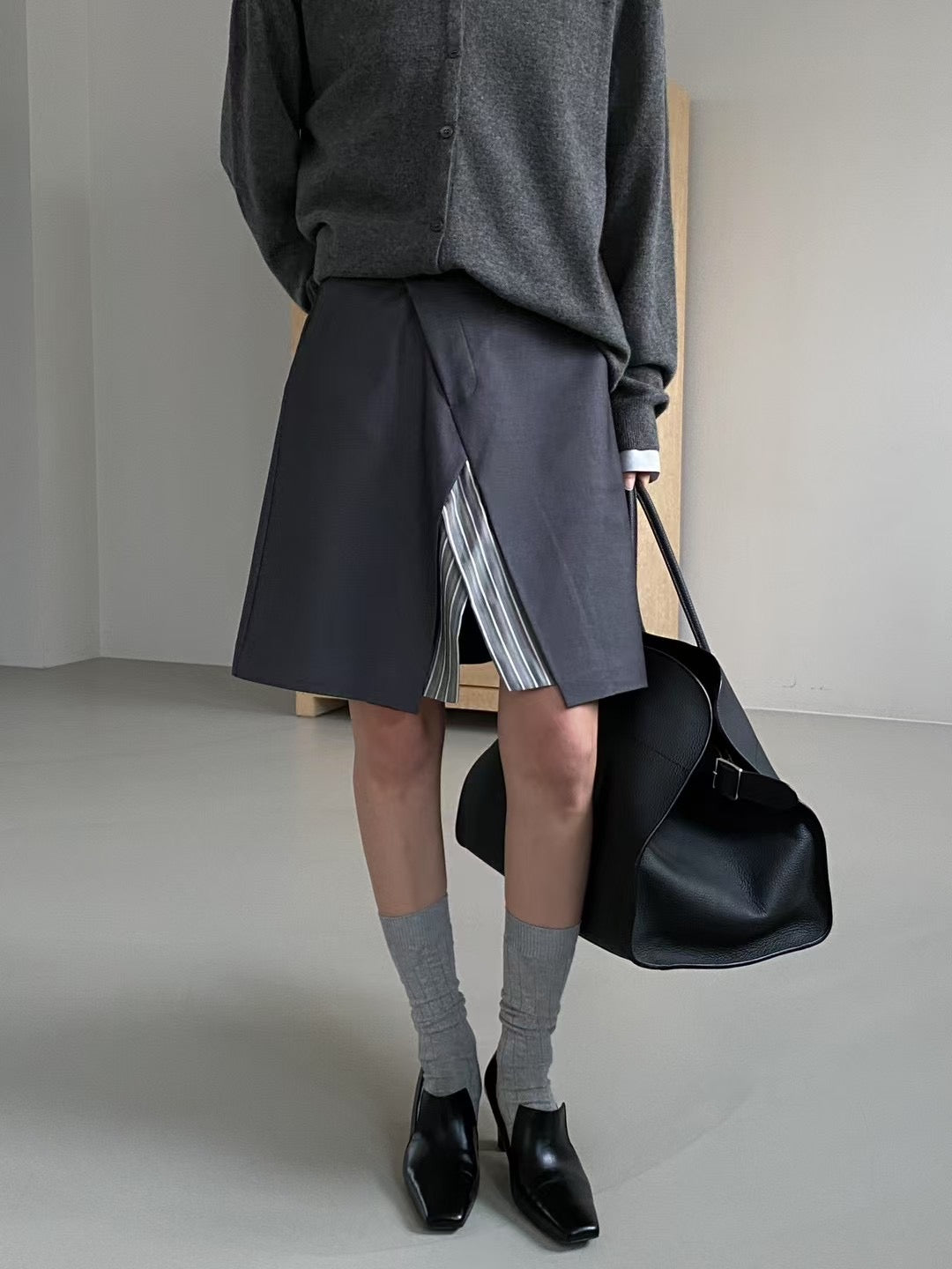 A LINE STRIPE LAYER SKIRT