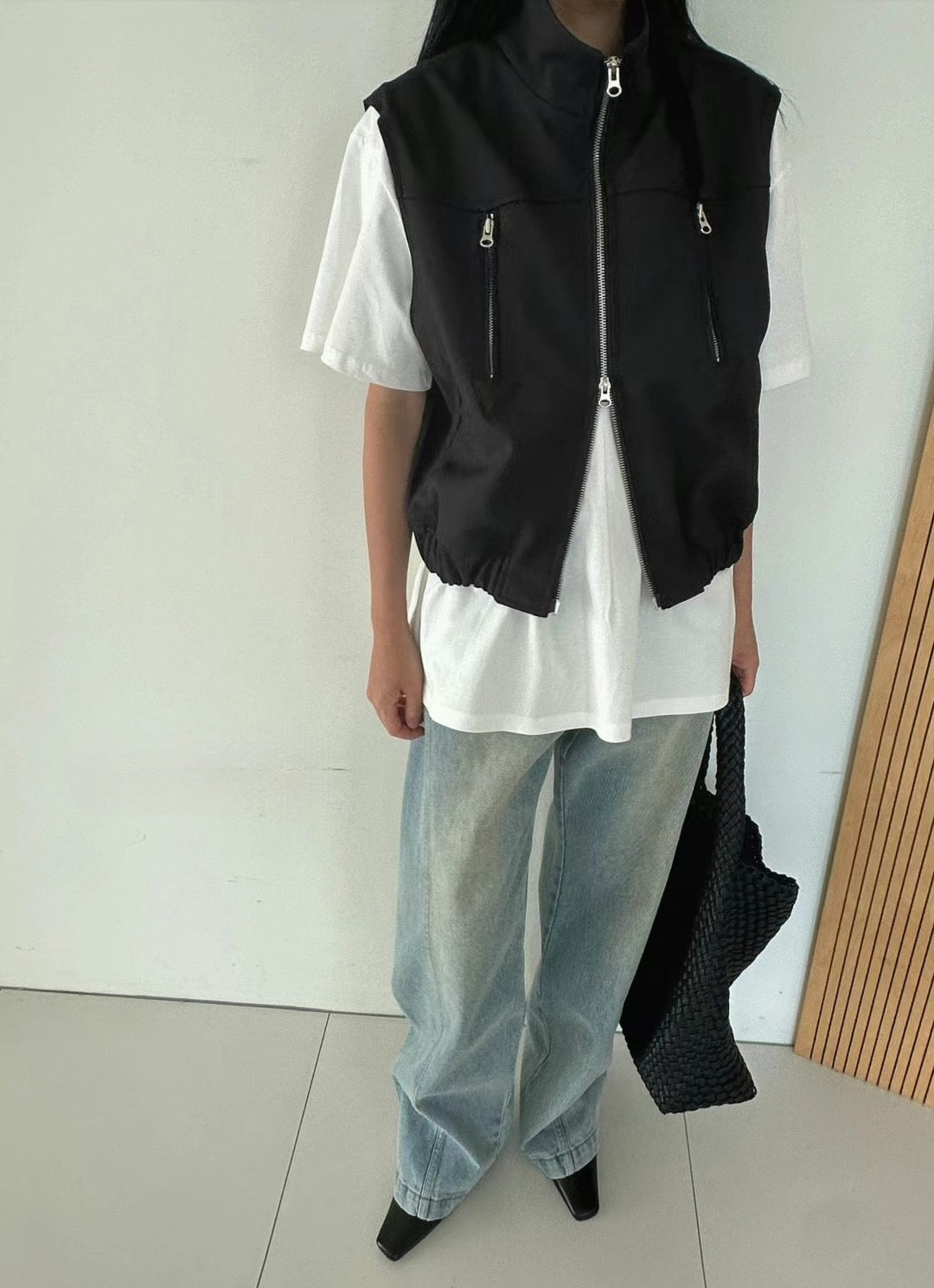 DOUBLE ZIP UP VEST JACKET