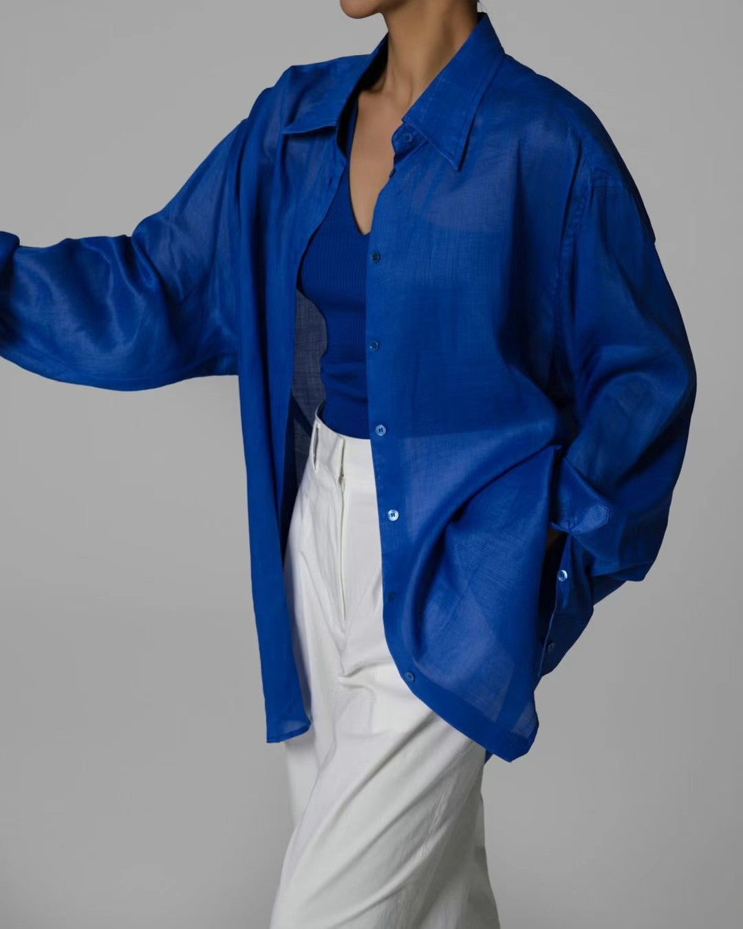 DRAPED LINEN SHIRT