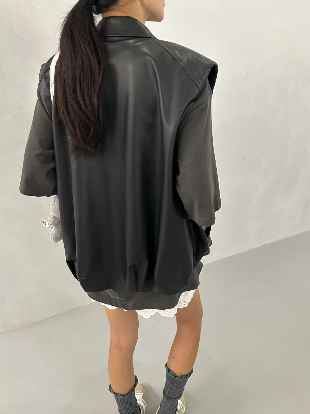 REALISTIC FAUX LEATHER VEST JACKET