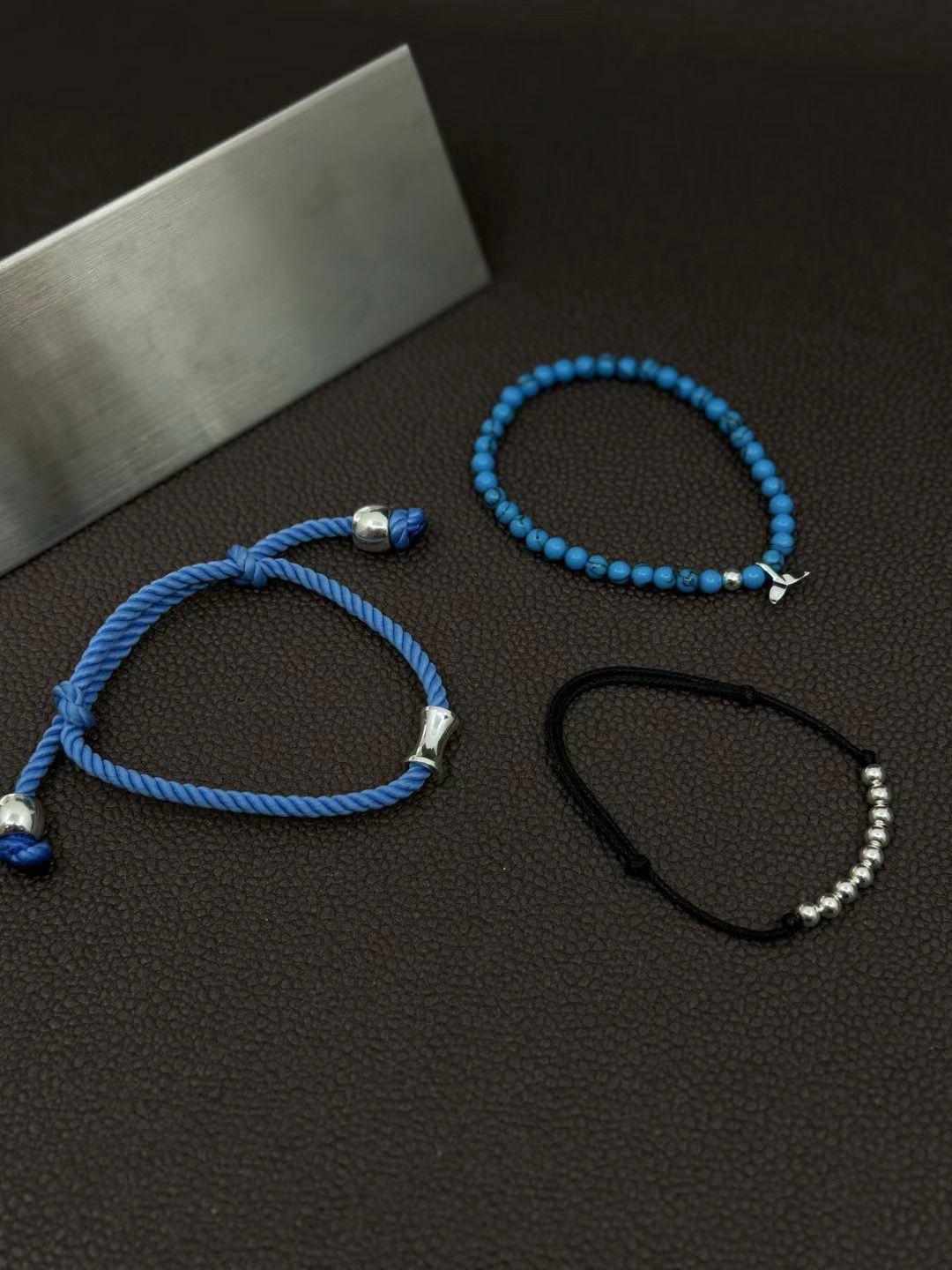 925 SILVER BEAD LEATHER KNOTS BRACELET