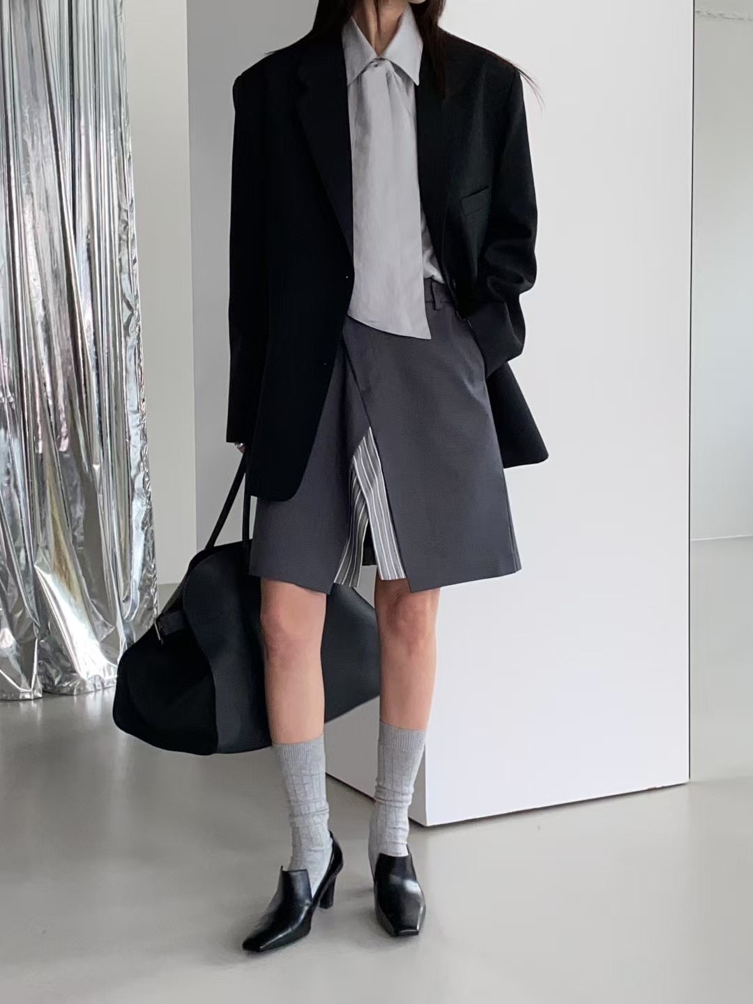 A LINE STRIPE LAYER SKIRT