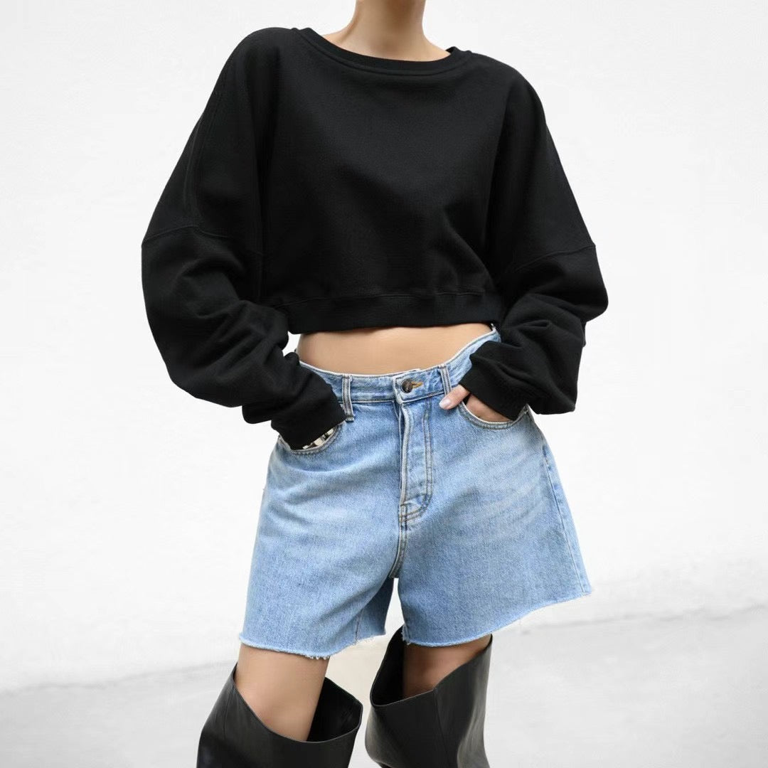 FOUR BUTTONED DENIM SHORTS