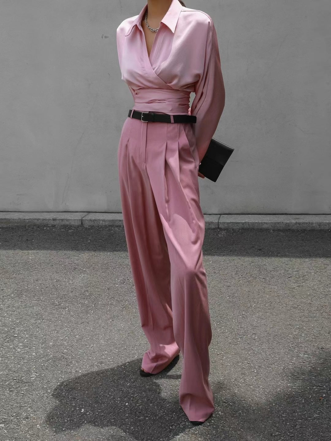 HIGH WAIST THIN TEXTURE TROUSER