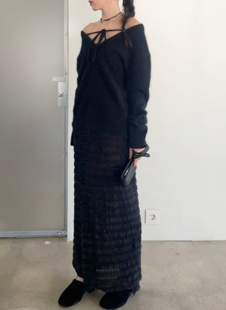 TIERED KNIT RUFFLE SKIRT