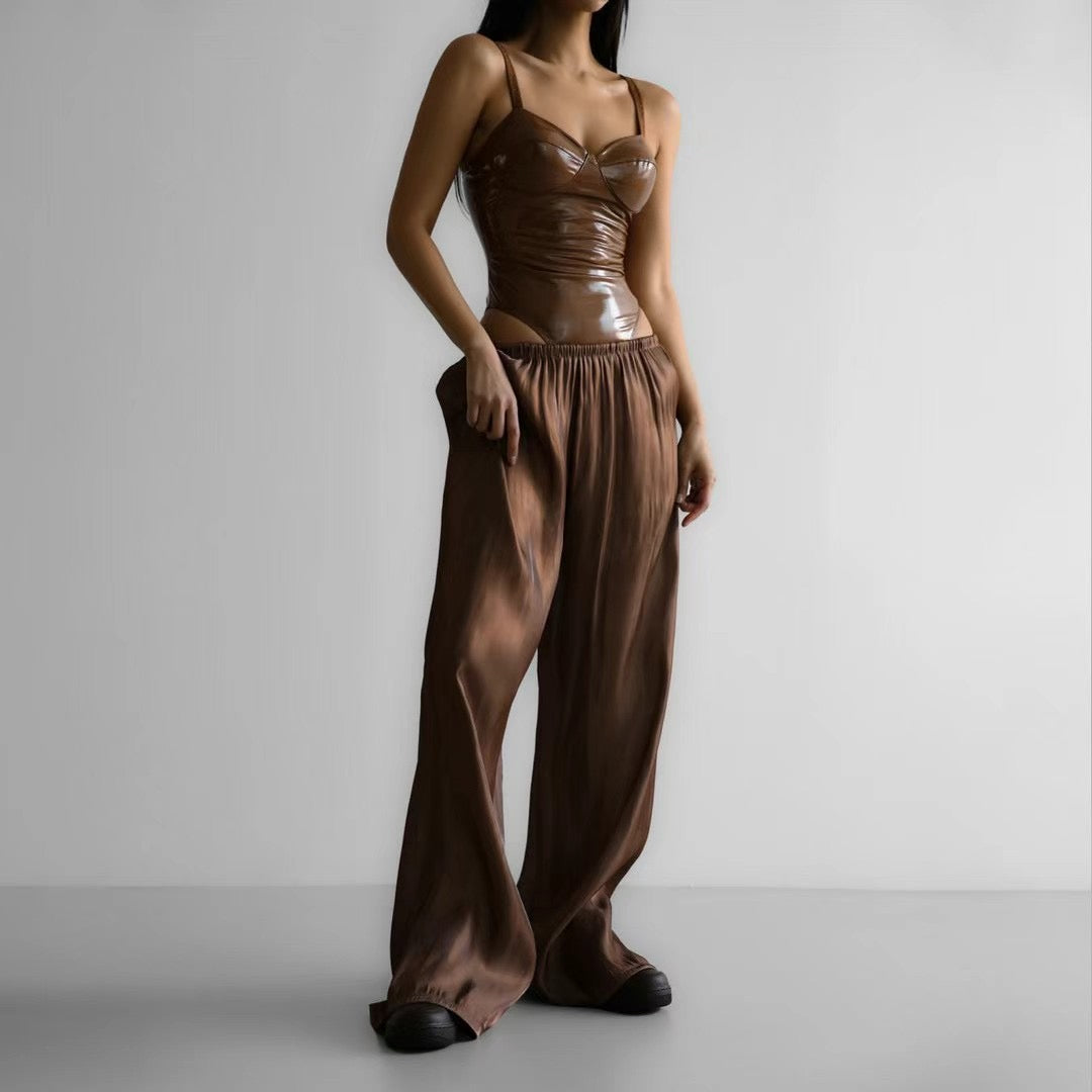 ELASTIC WAIST SATIN PANTS